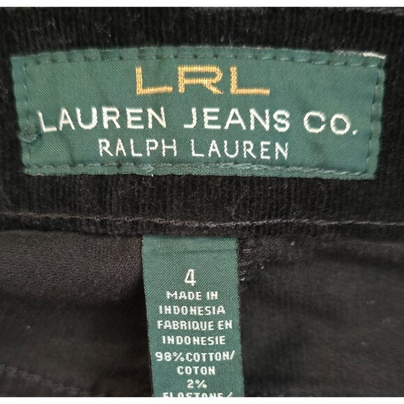 Lauren Ralph Lauren chic Black Corduroy Pants Classic Straight Leg Cotton Blend - Picture 4 of 7